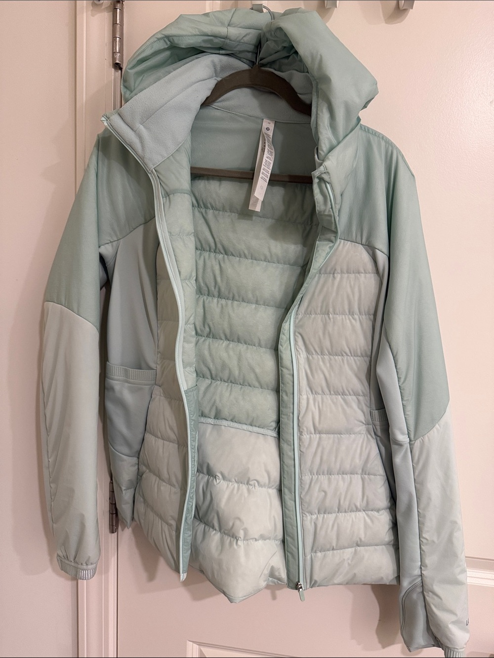 lululemon athletica Mint Green Quilted Jacket with Hood